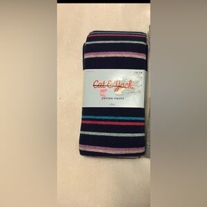 NWT Cat & Jack Multicolor Striped Cotton Tights Girls 12/14